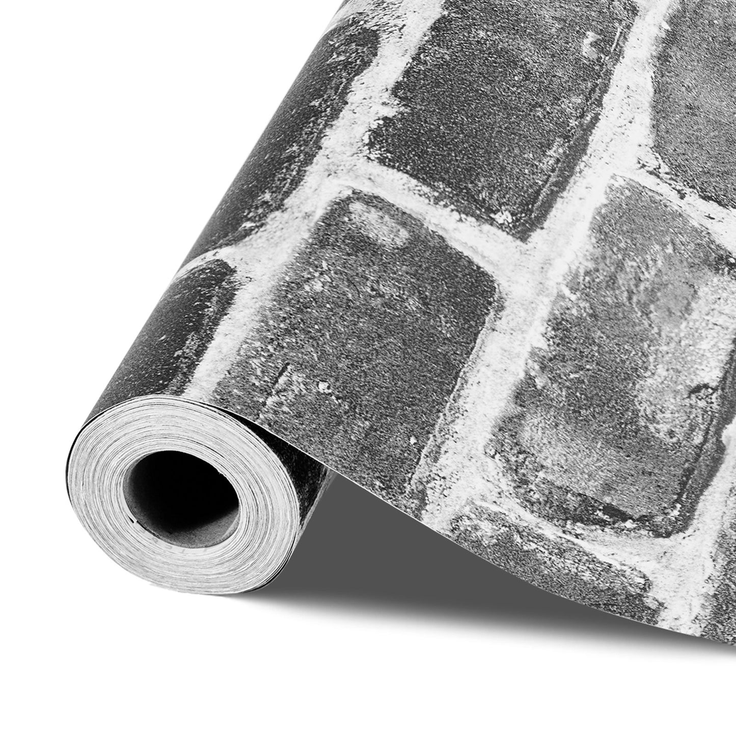 Peel and Stick Wallpaper, 17.7 x 393.7 inch Contact Paper Gray Brick Waterpoof Self Adhesive, Easy to Clean & Peel Wall Decorative Vinyl Roll for Bedroom Kitchen Bathroom Office Desk