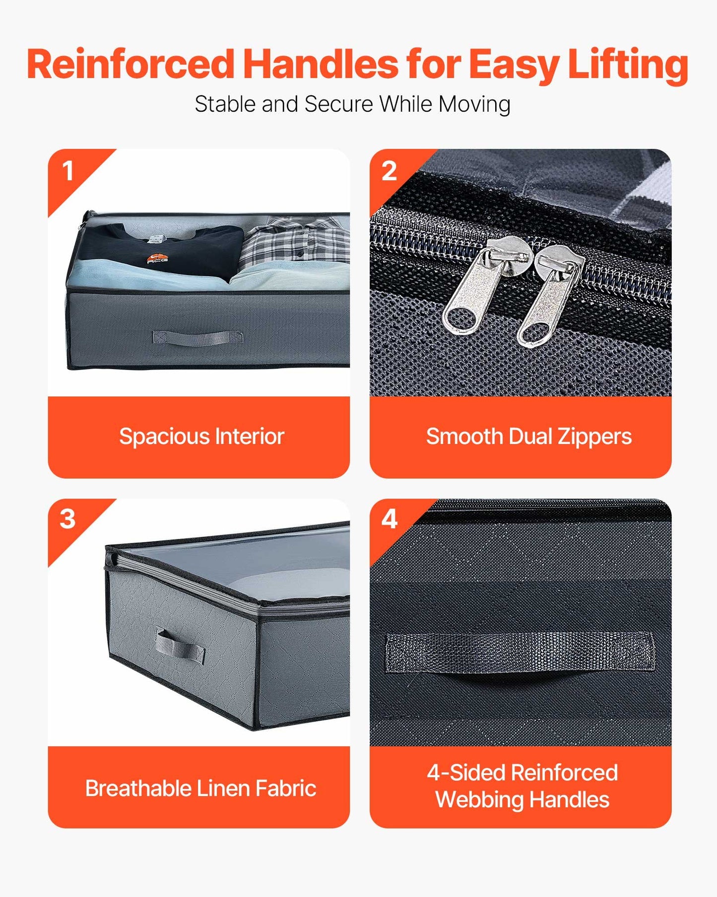Under Bed Storage with Clear Lids, 39.2 x 19.7 x 7.1 Inch, 90L Large Underbed Clothes Storage Containers, Low Profile Under Bed Drawer Shoe Organizer Bins Box for Blanket Shoe Bedroom, 4 Pack