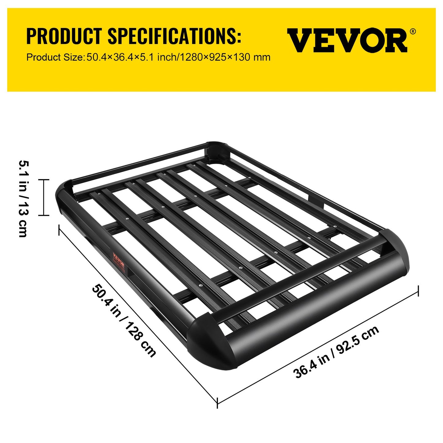 Universal 50.4 x 36.4 Inch Roof Basket, Basket Roof Rack, Aluminum Roof Mounted Cargo Rack with Bars XL-B for Car Top Luggage Traveling SUV Holder