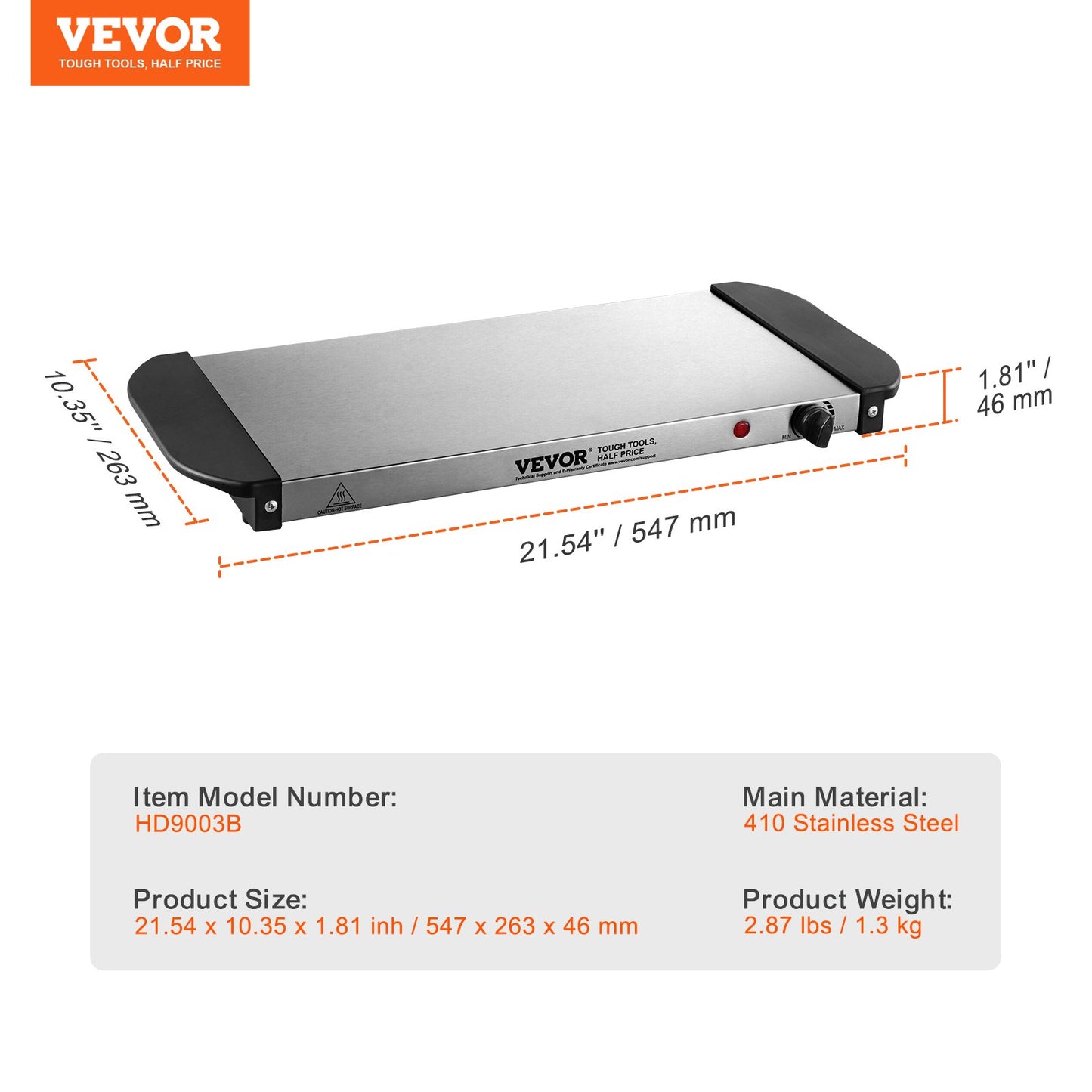 Electric Warming Tray, Food Warming Trays for Buffet, Warming Trays with Adjustable Temperature Control, Portable Stainless Steel Food Warmer, Hot Plate Perfect for Parties, Catering, Holidays