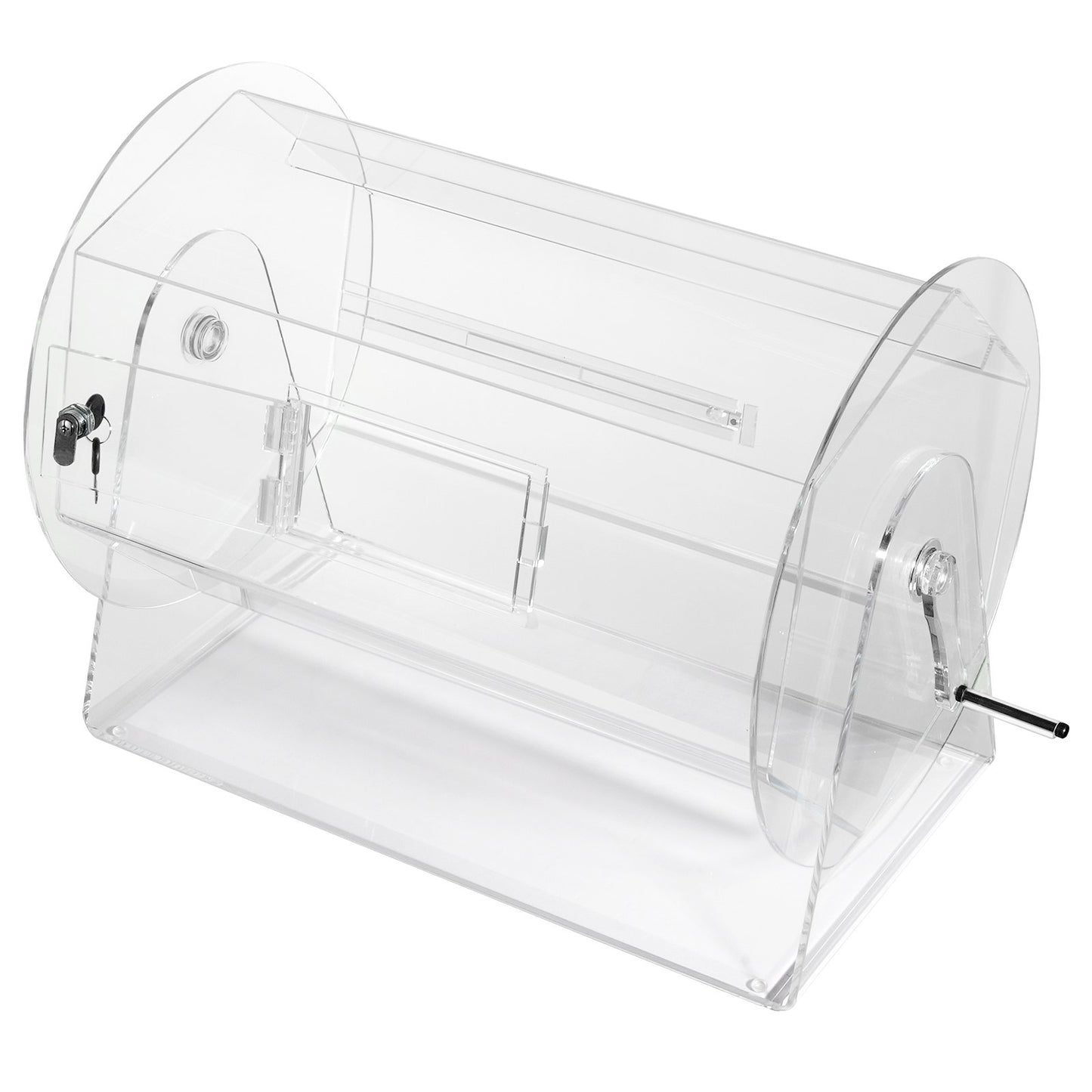 Akryl lotteritrumma, rymmer 10 000 lotter eller 300 lotteribollar, professionell lotterilottsnurrbur med 2 nycklar, transparent lotteridragning, lotteribiljettlåda för lotterispel Bing