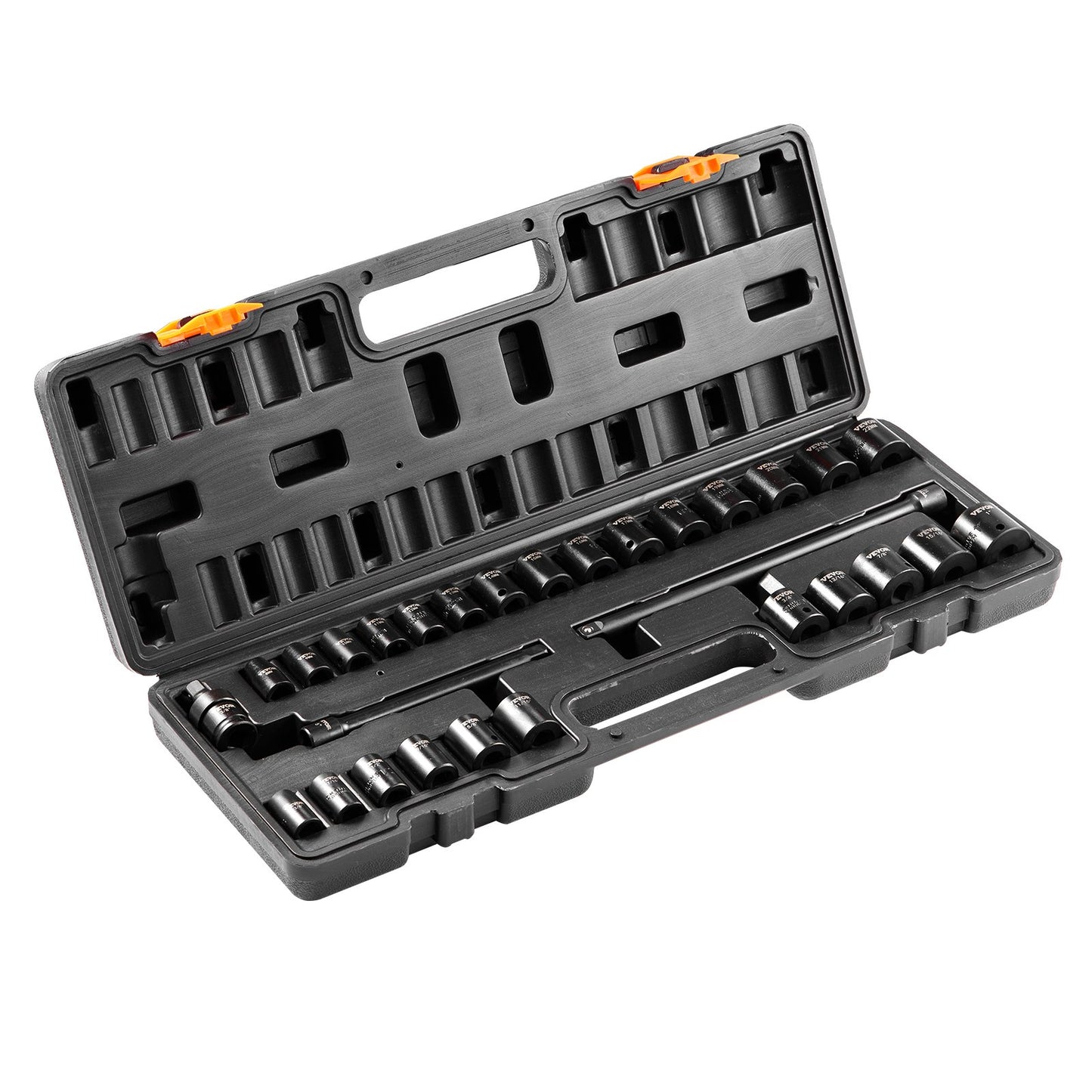 Impact Sockets Set 29st 6-Points 3/8in Drive Bit Ratchet Tool Kit Case