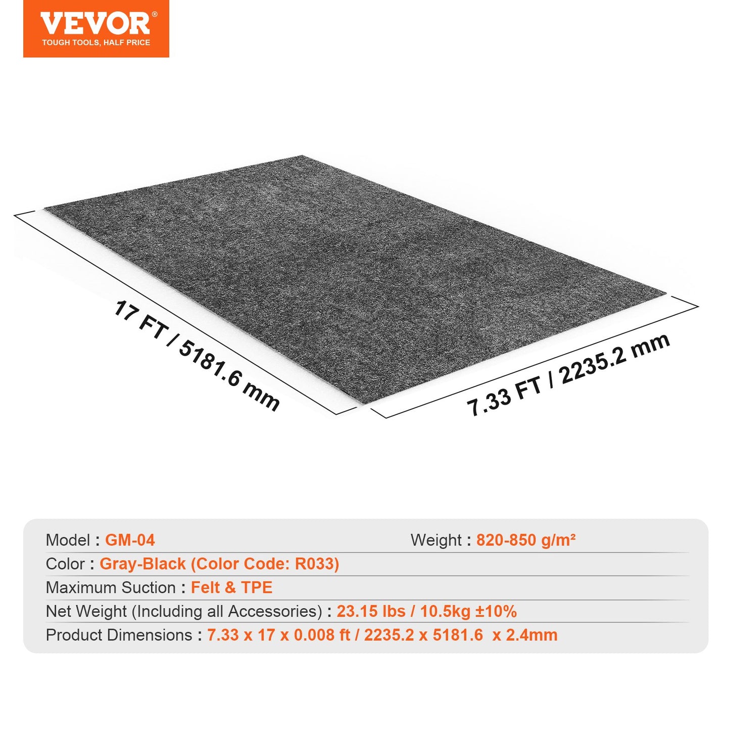 Garage Floor Mat, 7.4'x17' Waterproof Protection from Water,Snow, Rain,Mud and Oil for Cars, Non-slip Heavy Duty Containment Mat with TPE Anti-Leak Backing & Easy to Clean & Cuttable