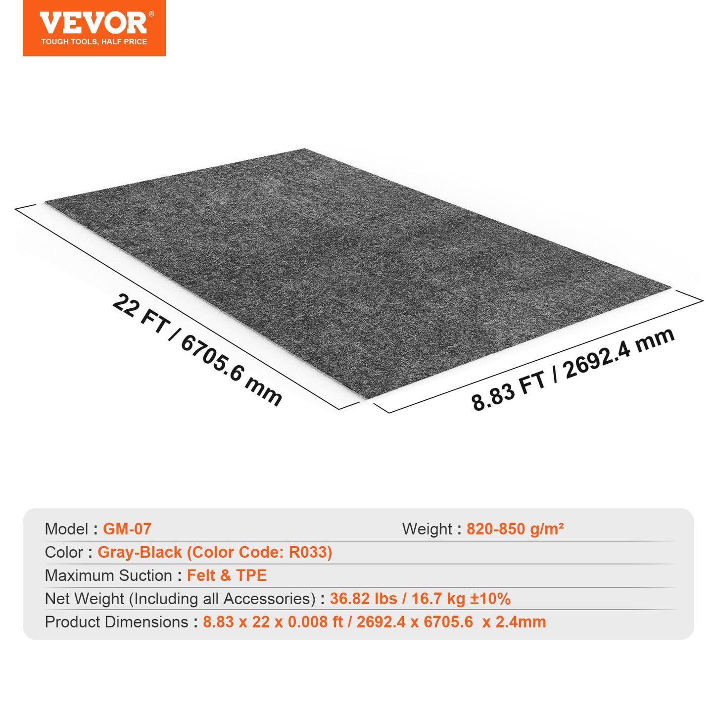 Garage Floor Mat, 8'10"x22' Waterproof Protection from Water,Snow, Rain,Mud and Oil for Cars, Non-slip Heavy Duty Containment Mat with TPE Anti-Leak Backing & Easy to Clean & Cuttable