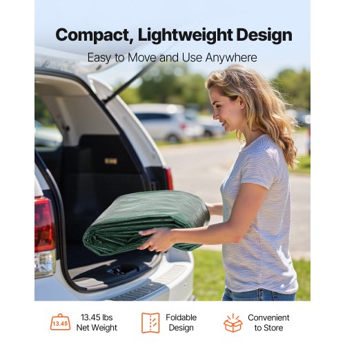 Carport-reservtak, 3 x 6 m dricksskyddad presenning för garage, UV-resistent och vattentät presenning för biltält, kraftigt bilportsskydd med bollvagnar, mörkgrön, ram ingår ej | EU