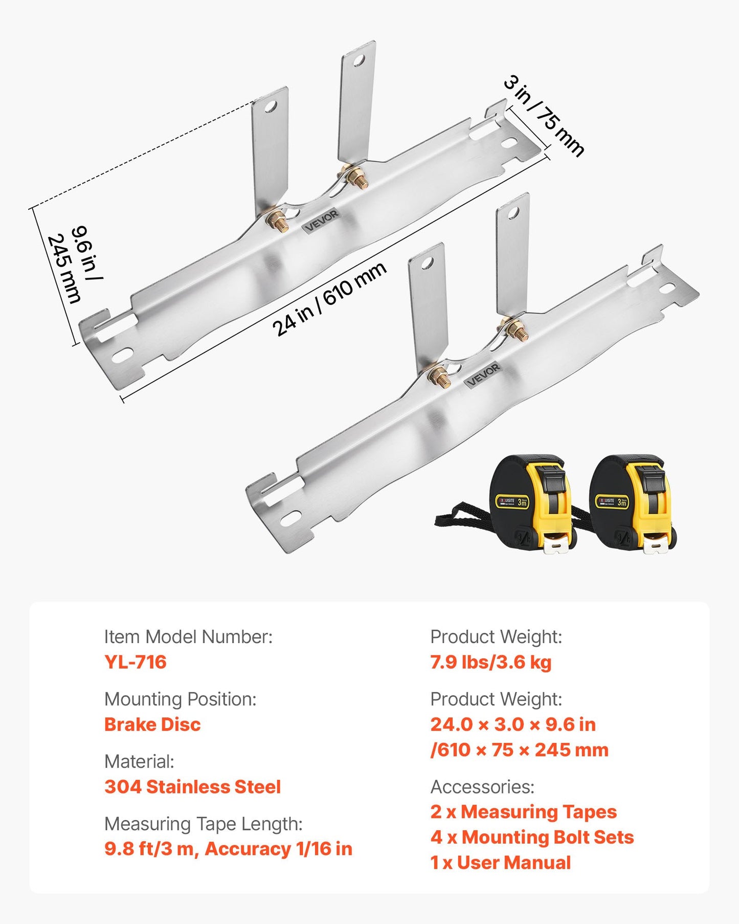 Wheel Alignment Tool, 2 PCS Stainless Steel Heavy Duty Toe Alignment Plates with 2 Measuring Tapes, Accurate Automotive Wheel Tools for Home Use, Compatible with Cars, Trucks, SUVs, and Vehicle