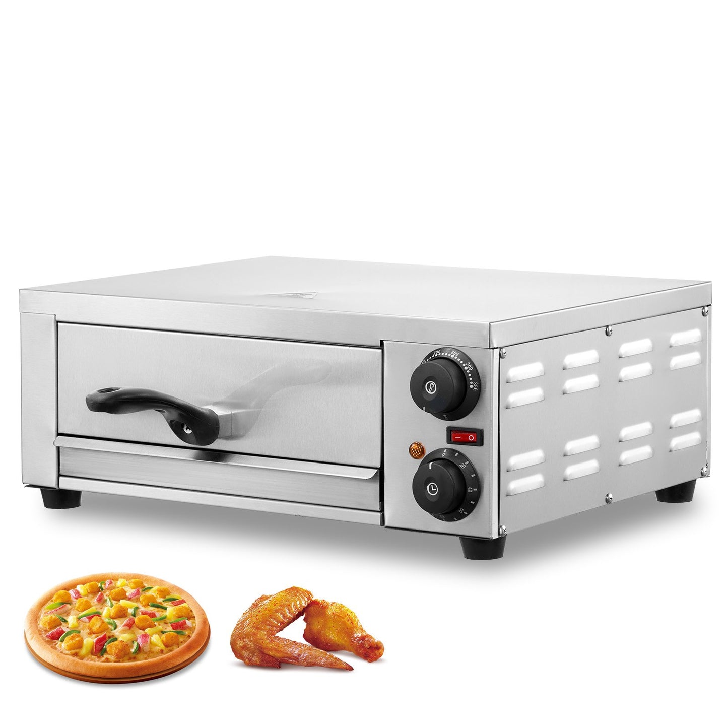 Electric countertop pizza oven 12" 1500W Adjustable temp 0-120min timer