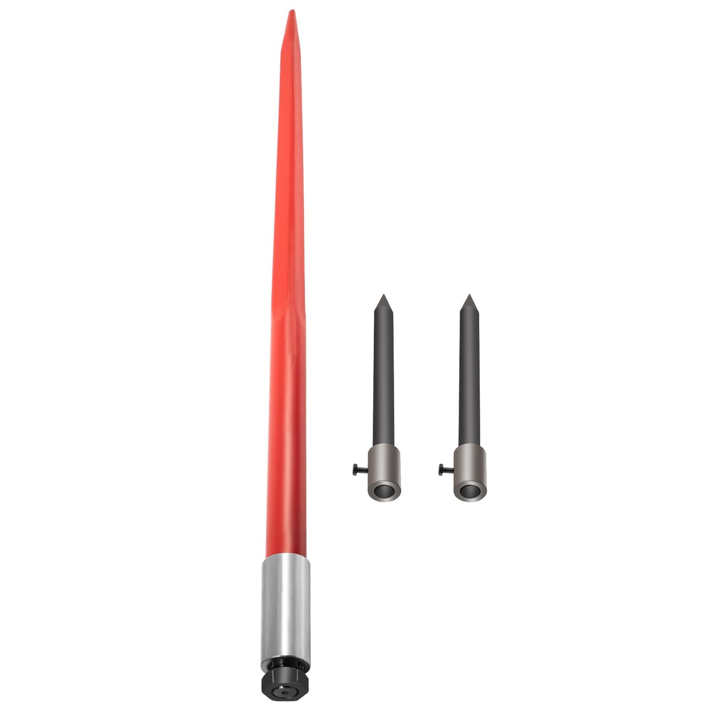 Heuspieß, 124 cm, Ballenspieß, 1366 kg Tragkraft, quadratischer Ballenspieß mit Schnellbefestigung, rot beschichtete Ballengabeln, Ballenspieß mit 2 Stabilisierungsspeeren