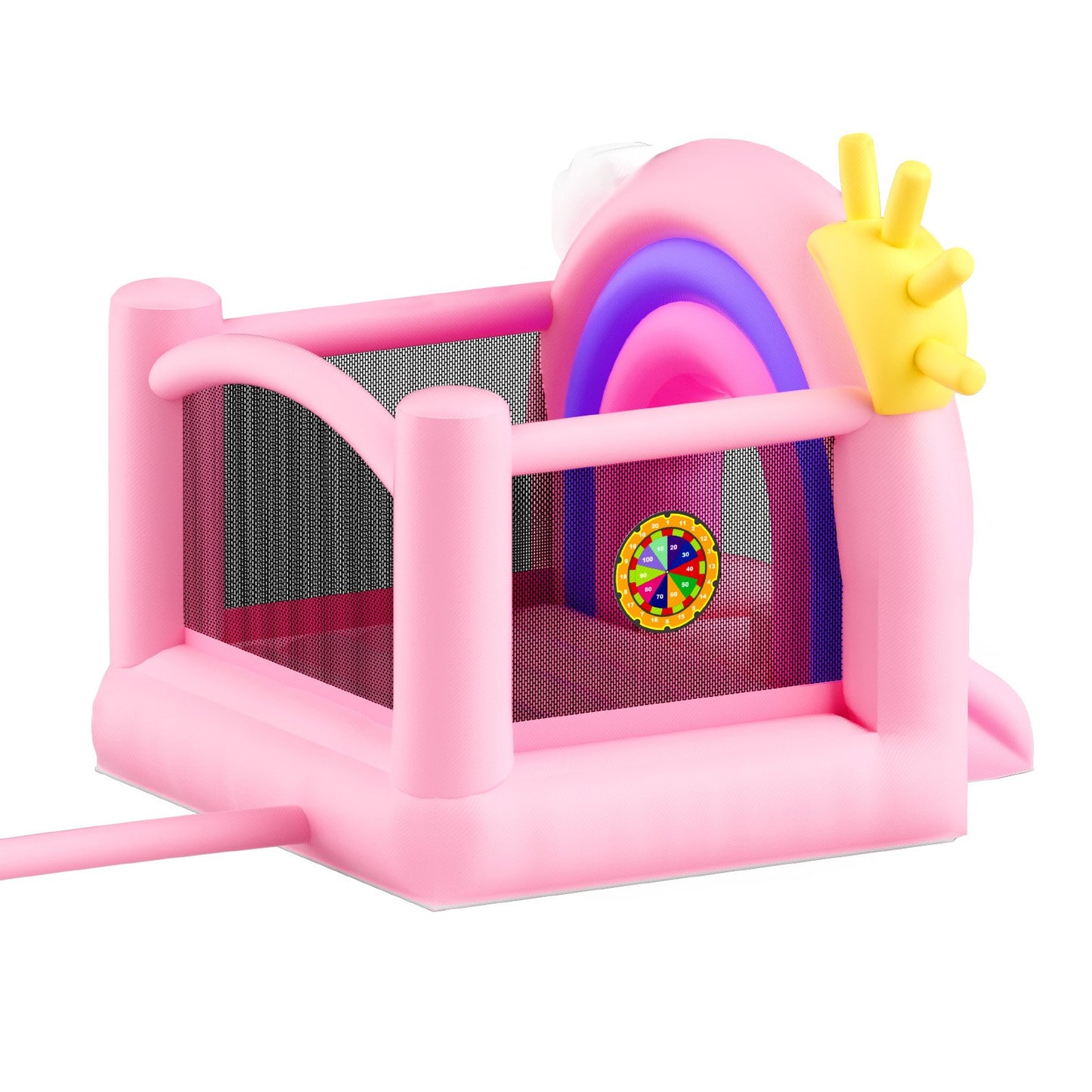 Uppblåsbart studshus, inomhus utomhus lekstuga studsmatta, Kid Jumping Bouncer med blåsare, rutschkana, förvaringsväska, hoppborg för familjens bakgård, för flickor Pojkar i åldrarna 3–8 år, 110x91x91 tum