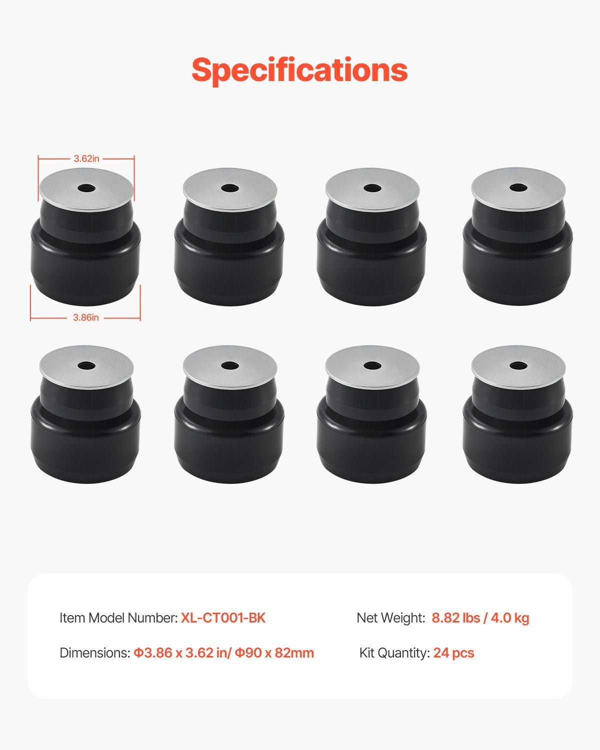 Body Mount Bushing Kit, Compatible with 1999-2014 Chevy Silverado & Sierra 1500/2500, 24 PCS Polyurethane Body Mount Kit, Durable Components for Improving Bumpy Driving Performance, Black