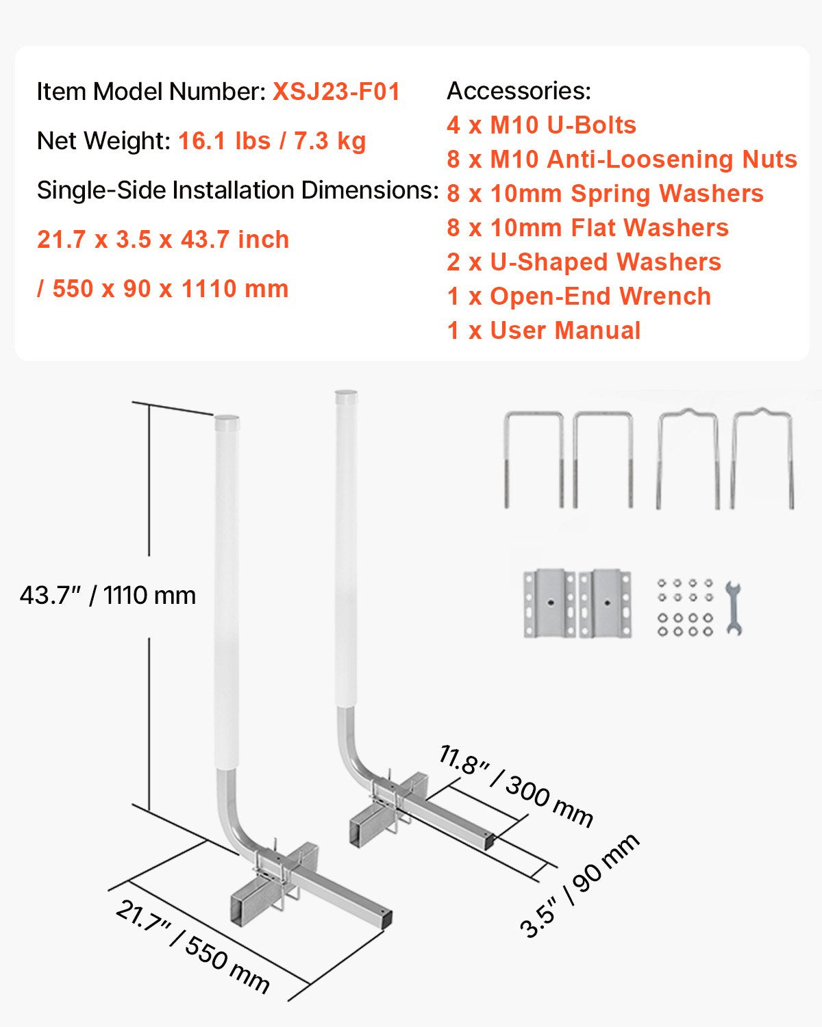 Boat Trailer Guide, 40″ Adjustable Design Trailer Guide Poles, 2PCS High-Hardness Steel Trailer Guide-Ons, Trailer Guides with PVC Pipe Posts, for Ski Boat, Fishing Boat or Sailboat Trailer