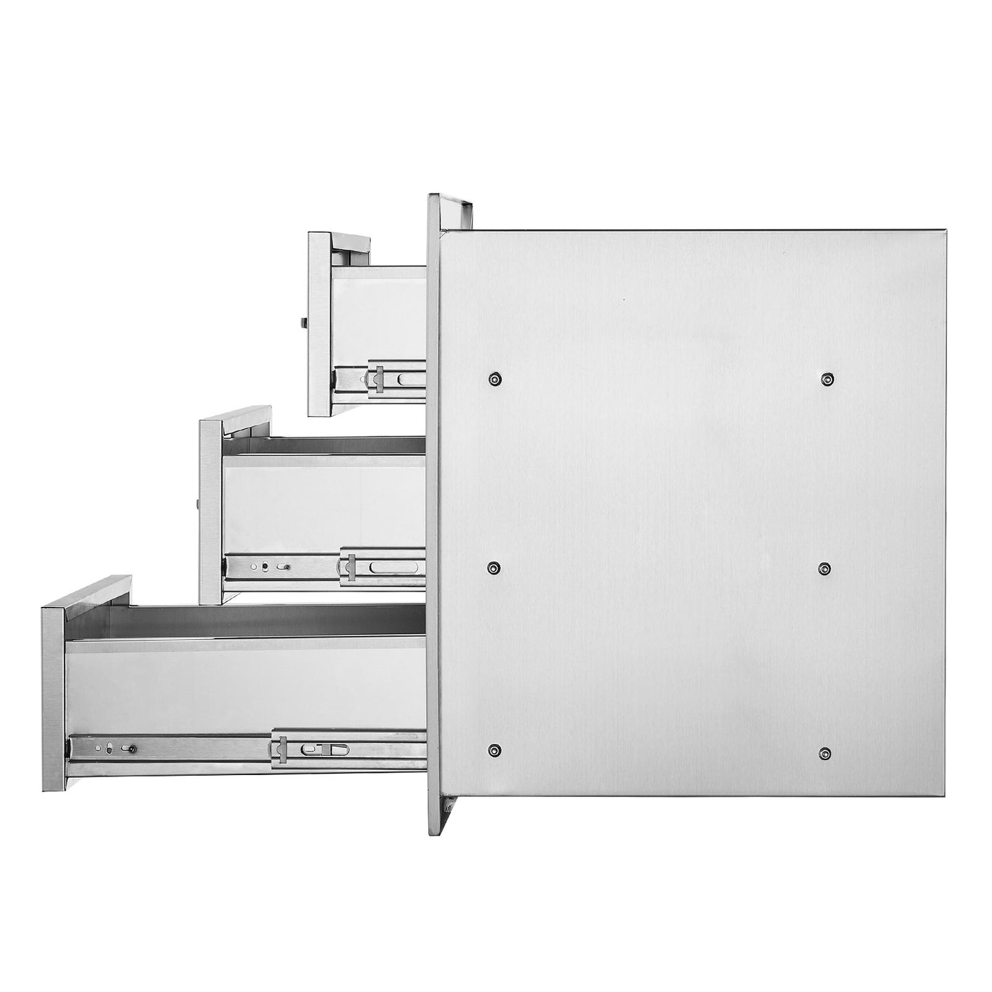 Utomhuskökslådor 16\" B x 21,5\" H x 18\"D, infälld BBQ-lådor med trippelåtkomst med handtag i rostfritt stål, BBQ Island-lådor för utomhuskök eller BBQ Island Patio Grill Station