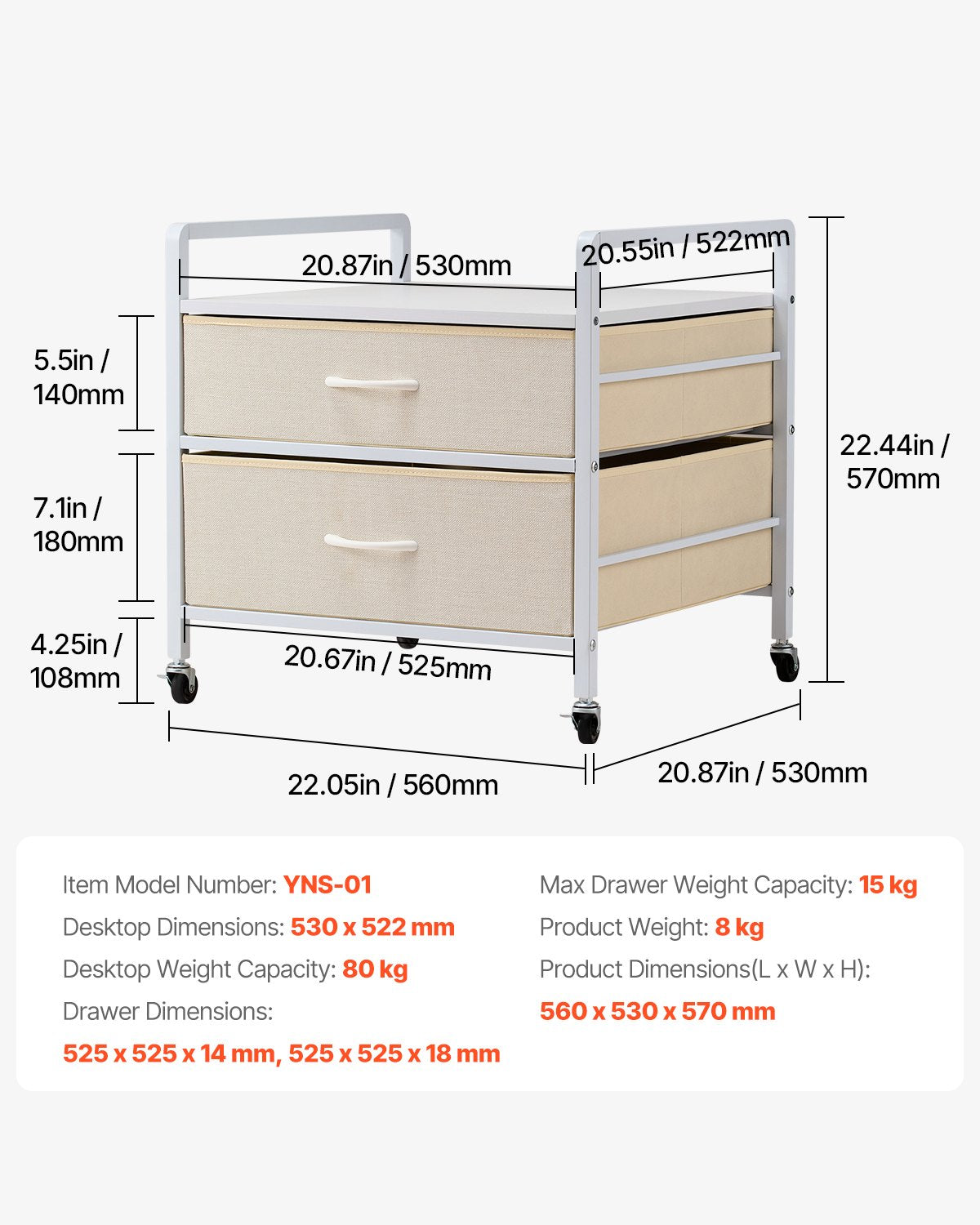 Mini Fridge Stand with Storage, 176 lb-Capacity Mini Fridge Table with 2 Drawers & 4 Swivel Wheels, Mobile Mini Fridge Shelf, White Mini Fridge Organizer for Dorm, Apartment, Office, Bedroom