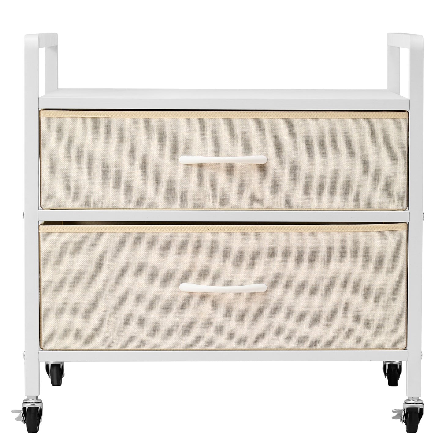 Mini-Kühlschrankständer mit Stauraum, 80 kg, Weiß, Mini-Kühlschranktisch, 2 Schubladen