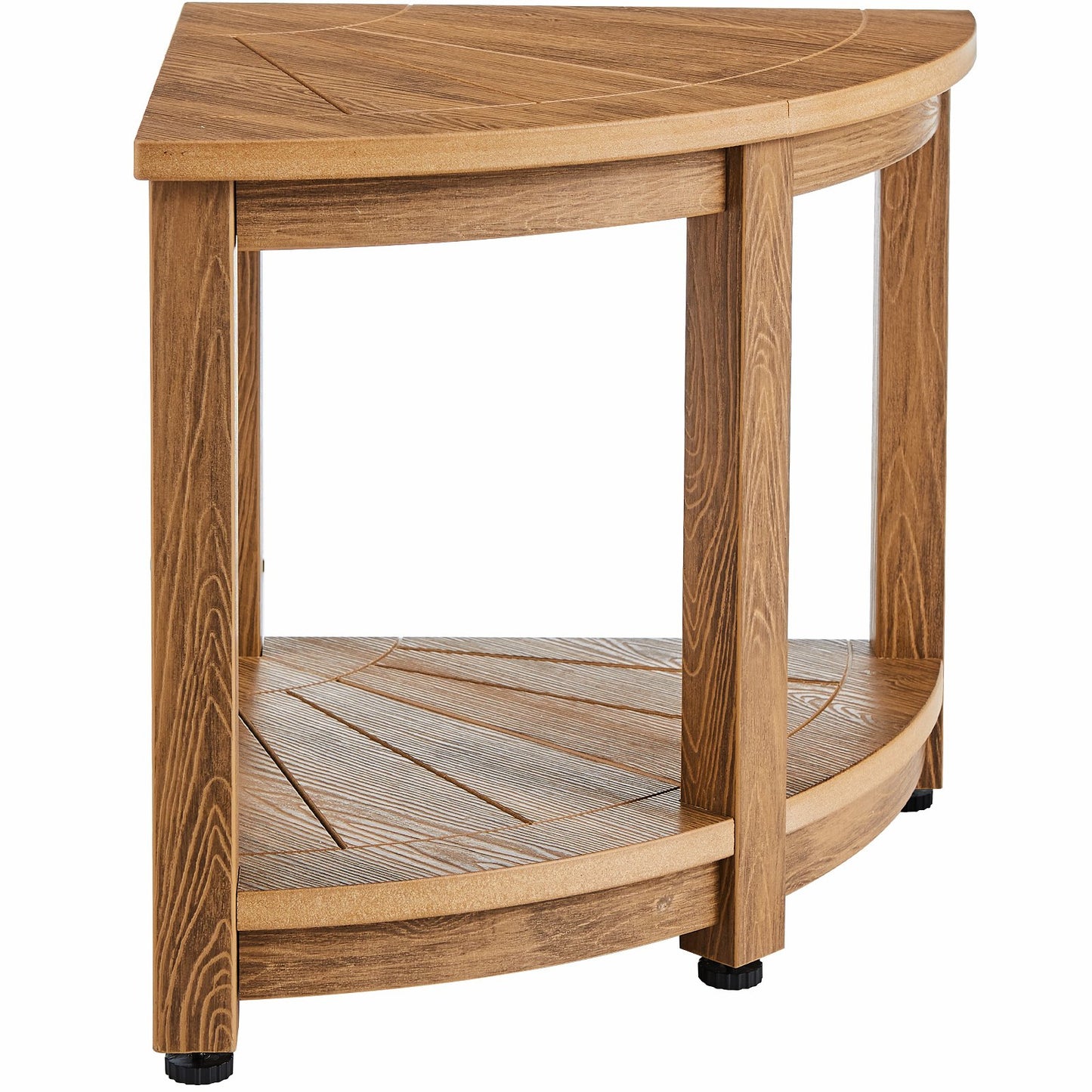 Hörnduschbänk, 18,5" Höjd 17,75" Radie, Faux Wood Grain Polystyrene, 350 LBS med förvaringshylla, Vattentät, Duschpall för In- och Utedusch, för Badrum, Vardagsrum