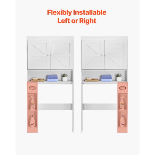 Bathroom cabinet over the toilet with adjustable shelf white 163 cm