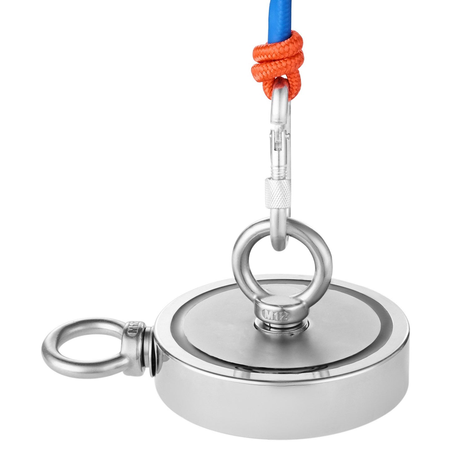 2000 LBS Strong Fishing Magnet Kit Double Sided Pull Force and Rope Carabiner