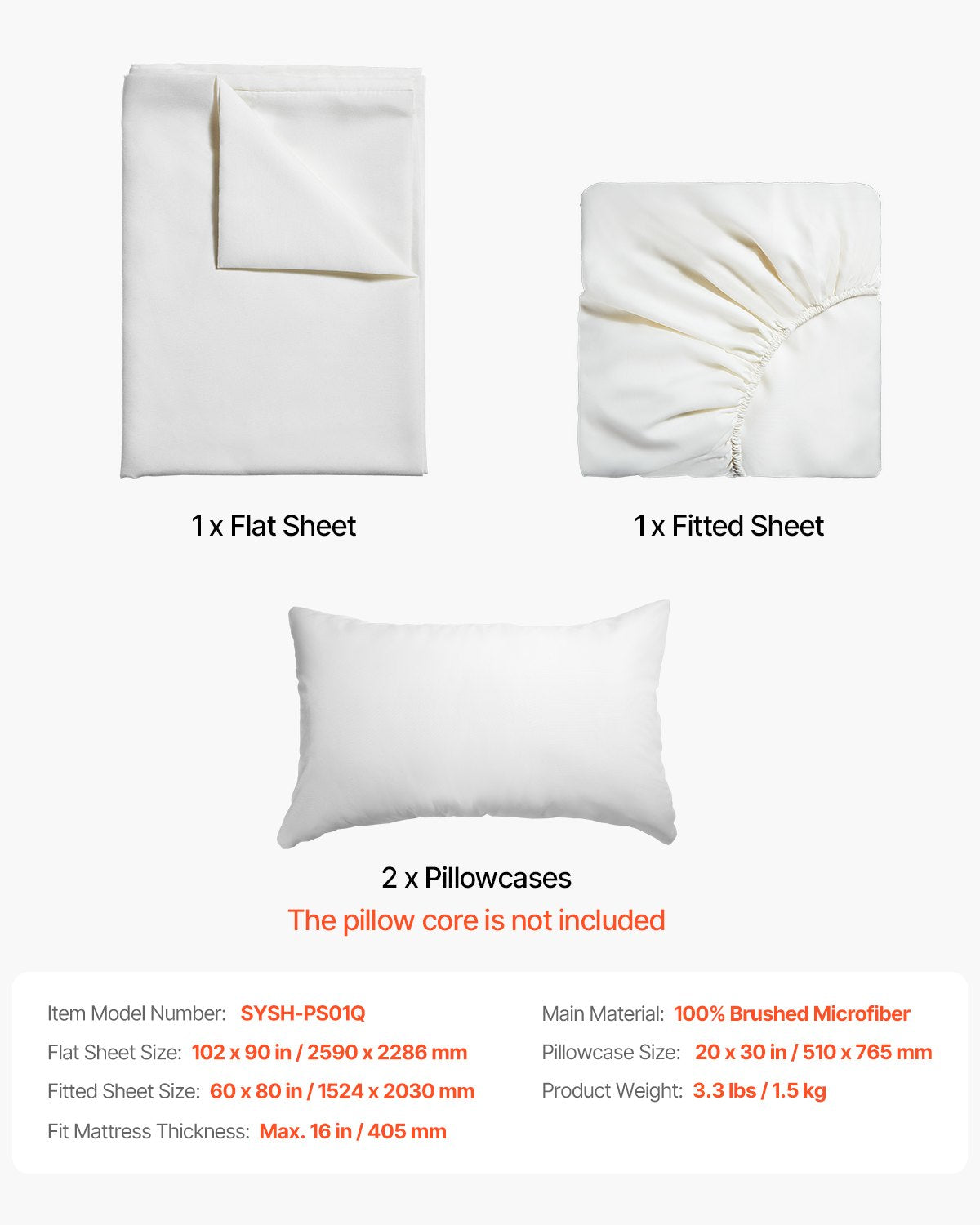 4-Piece Bed Sheet Set - Queen Size, 100% Brushed Microfiber Bedding Set with 2 Pillowcases, 1 Flat Sheet & 1 Fitted Sheet, Breathable & Wrinkle-Resistant Luxury Bed Sheets with 16" Deep Pocket