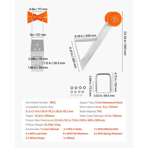 Bootswindenständer 51-76 mm Windenpfosten Bootsanhänger Windensitz mit Rolle