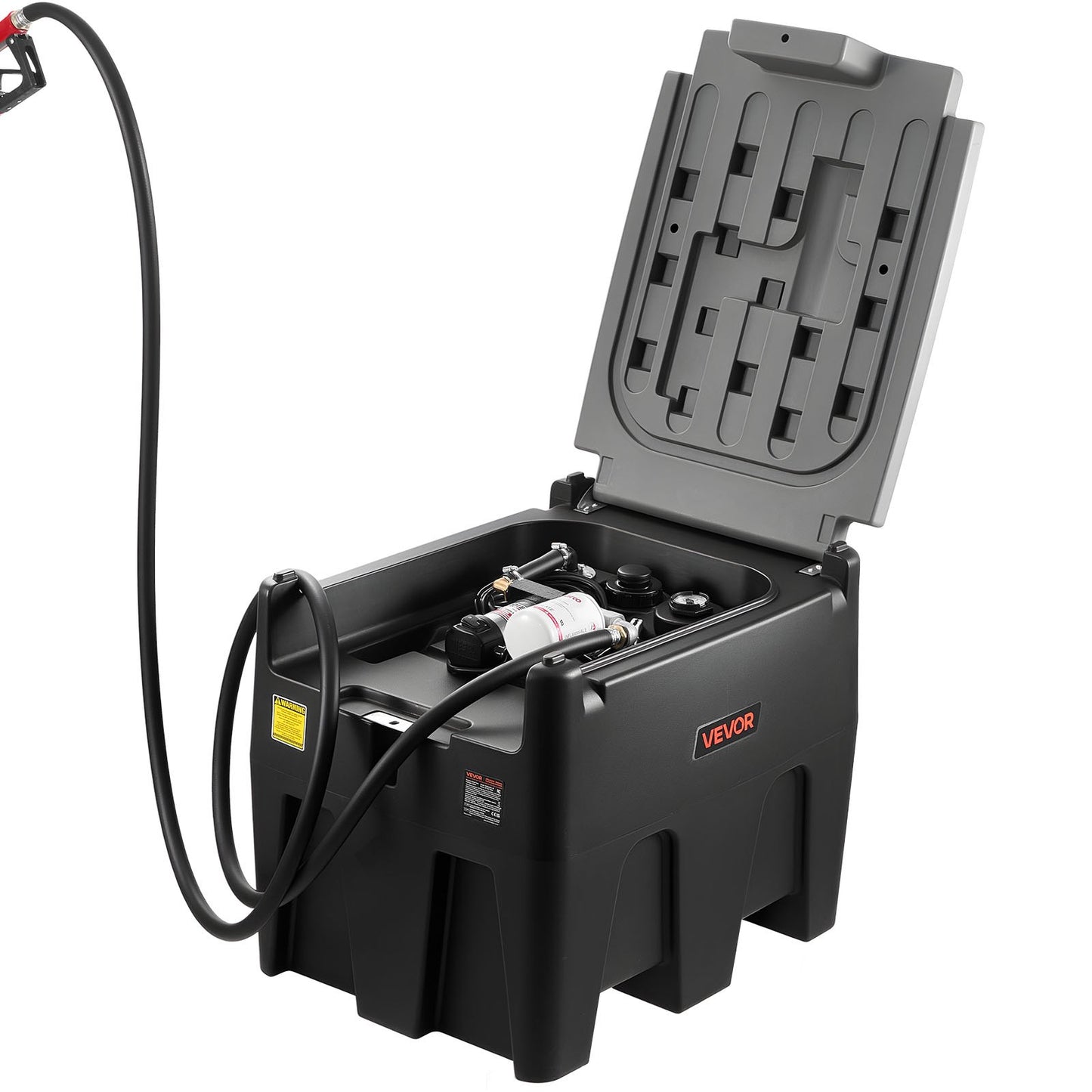 Portable Diesel Tank, 58 Gallon Capacity & 10 GPM Flow Rate, Fuel Tank with 12V Electric Transfer Pump and 13.1ft Rubber Hose, PE Diesel Transfer Tanks for Easy Fuel Transportation, Black