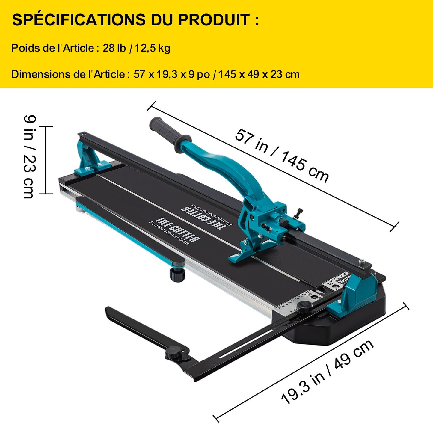 Tile Cutter, 48 Inch Manual Tile Cutter, Tile Cutter Tools with Single Rail & Double Brackets, 3/5 in Cap with Precise Laser Guide, Snap Tile Cutter for Precision Cutting Porcelain Tiles Industr
