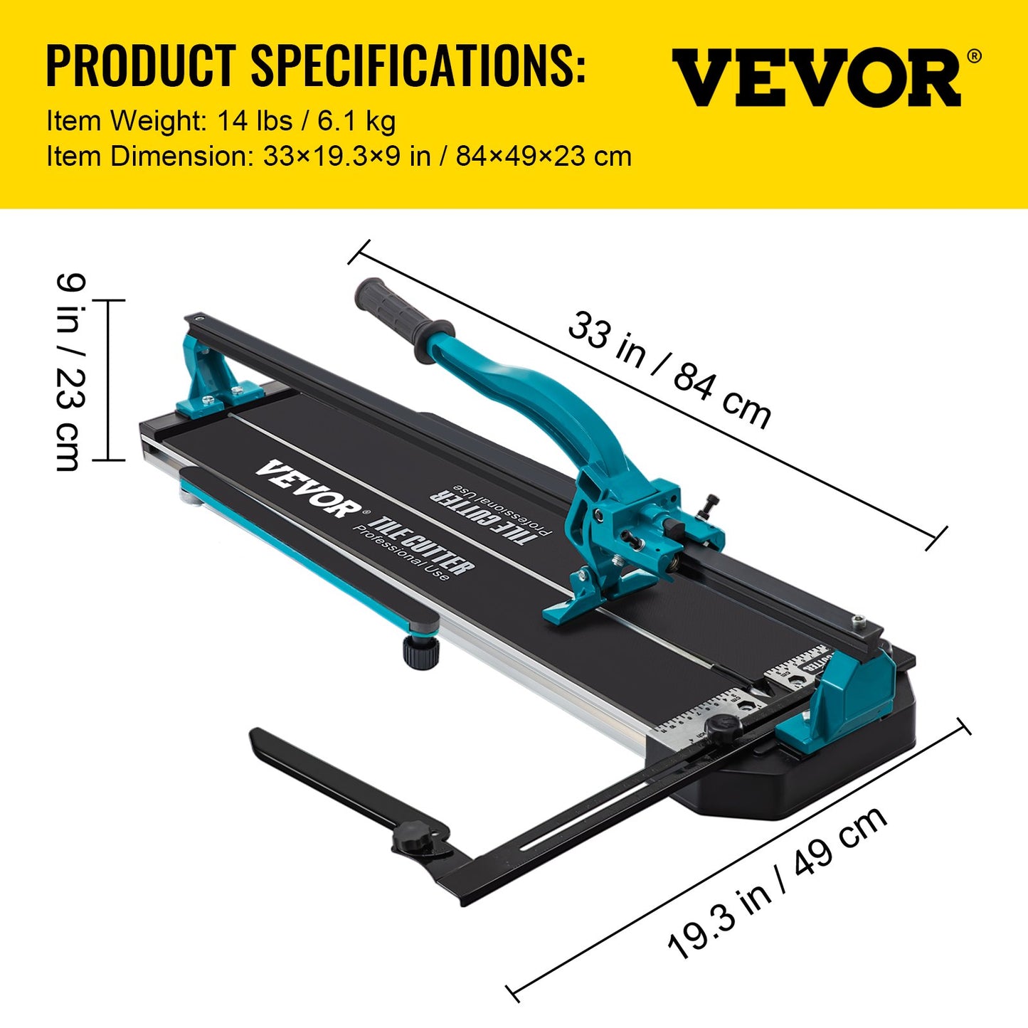 Manual Tile Cutter, 24 inch, Porcelain Ceramic Tile Cutter with Tungsten Carbide Cutting Wheel, Infrared Positioning, Anti-Skid Feet, Durable Rails for professional installers or beginners