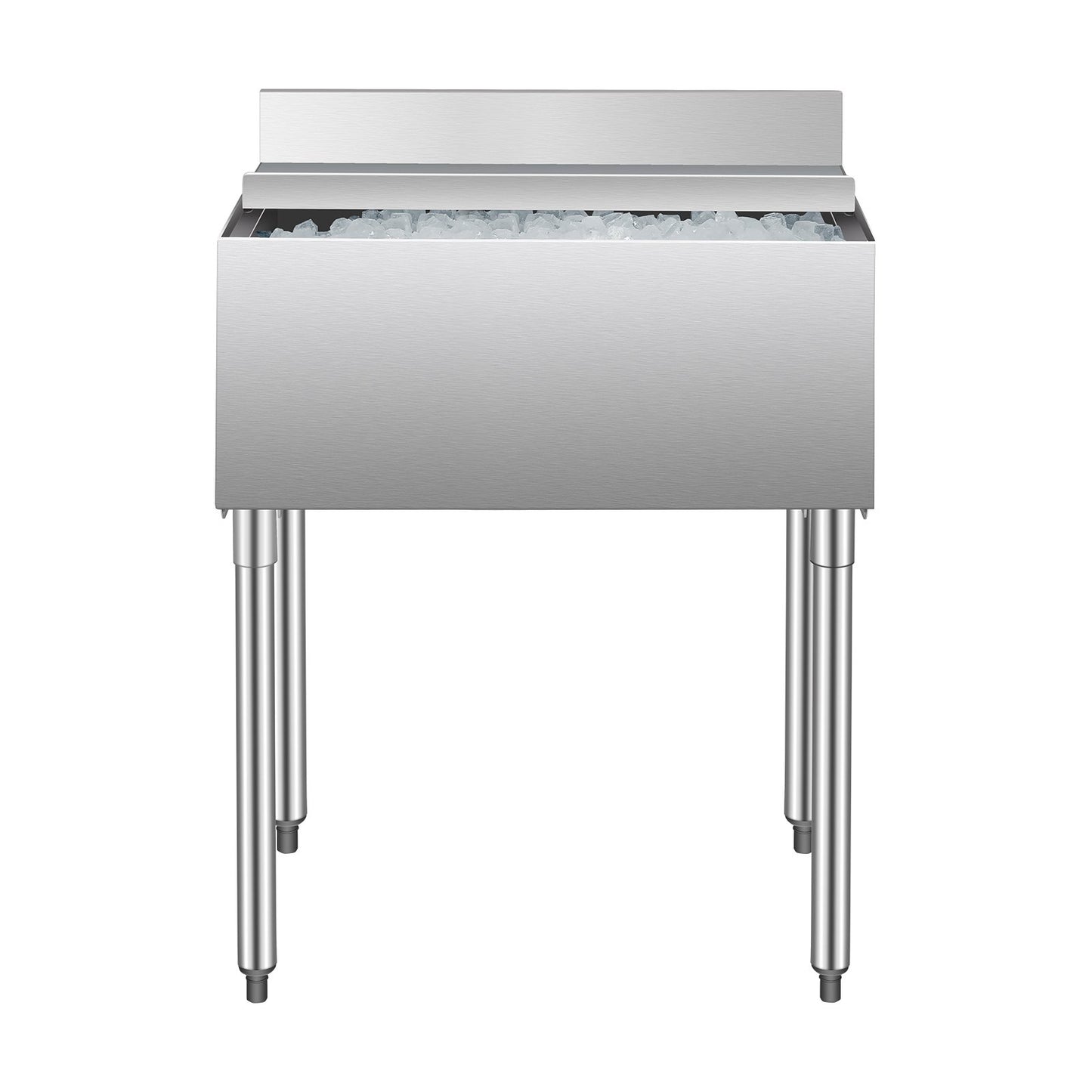 Commercial Ice Bin, 78.4 L Underbar Ice Bin, 30 x 19 x 37 in Stainless Steel Ice Chest with Sliding Lid, Bottle Holders, Adjustable Bullet Feet, Cooler Cart Cocktail Unit for Bar Restaurant Pub