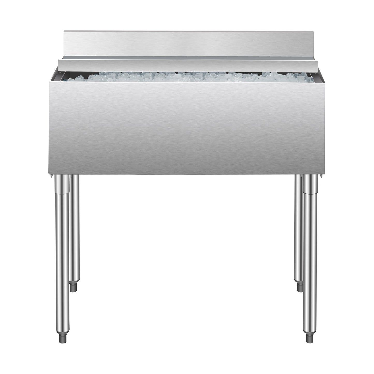 Commercial Ice Bin, 95.3 L Underbar Ice Bin, 35.9 x 19 x 37 in Stainless Steel Ice Chest with Sliding Lid, Bottle Holders, and Adjustable Bullet Feet, Cocktail Unit for Bars, Restaurants, Pubs