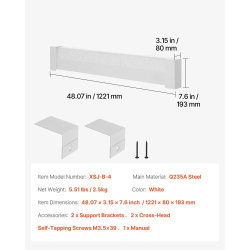 Golvlistervärmarskydd, Basic Series 1211 mm Standard Elvärmare Frontskydd för Hemförbättring, Kraftigt Stål, Enkel Montering för Sovrum Byte av Gammalt Skydd, Vit | EU