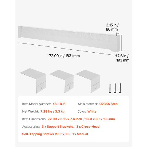 Golvlistervärmarskydd, Basic Series 1831 mm Standard Elvärmare Frontskydd för Hemförbättring, Kraftigt Stål, Enkel Montering för Sovrum Byte av Gammalt Skydd, Vit | EU