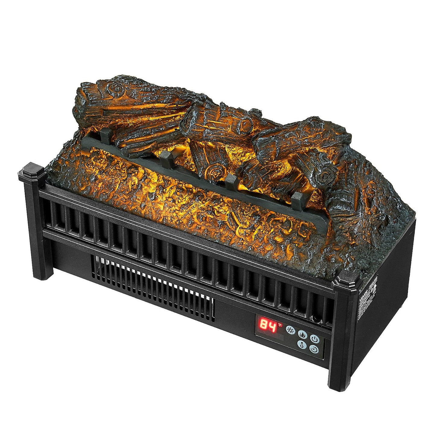 Electric Fireplace Log, 20 inch Fireplace Insert Log Heater, with Remote Controller, 5 Adjustable Flame Brightness, 24H Timer, Overheat Protection, Thermostat, for Home and Office Decor Black