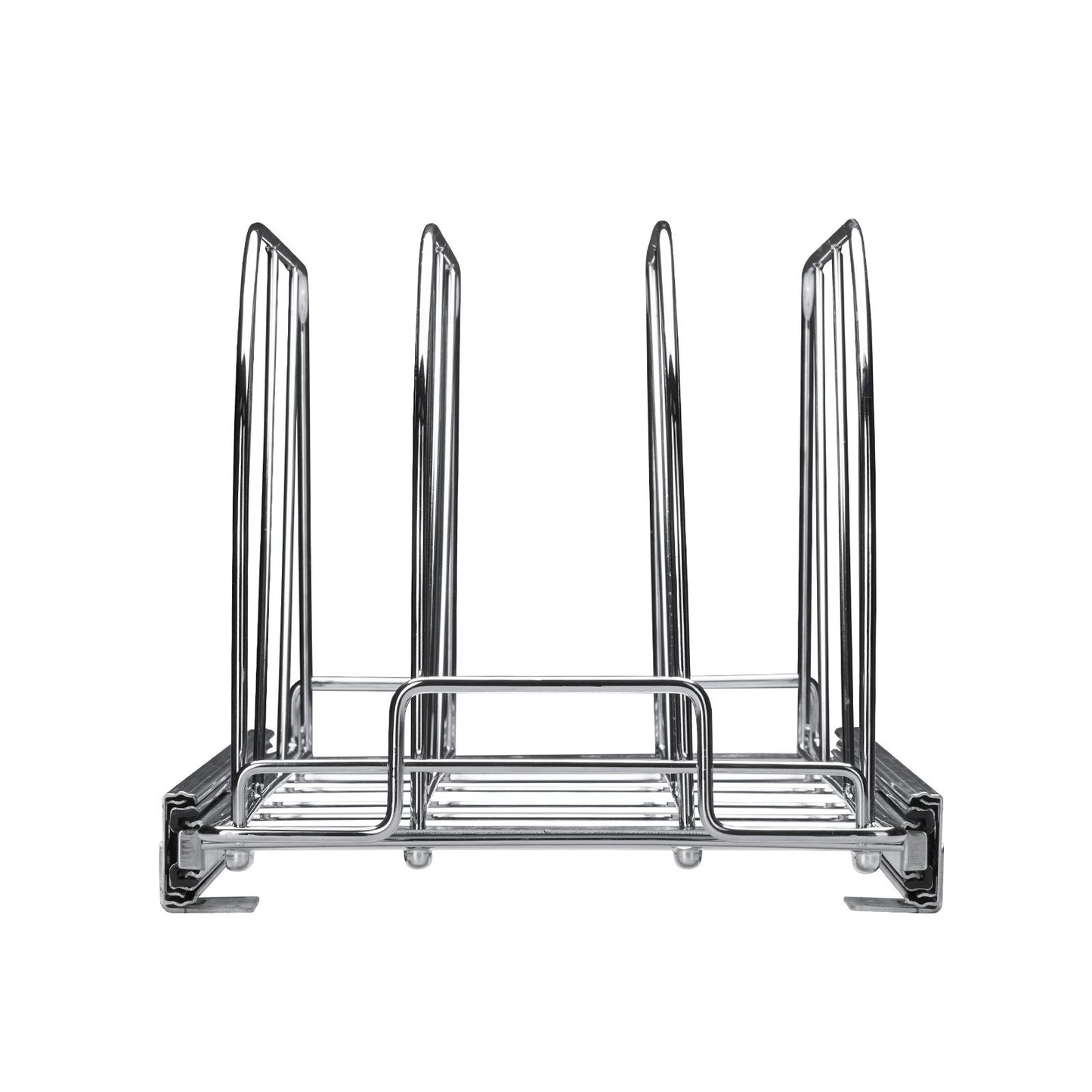 Pan and Pot Rack, Expandable Pull Out Under Cabinet Organizer, Cookie Sheet Baking Pans tray Organization, Adjustable Wire Dividers, Steel Lid Holder for Kitchen Cabinet & Pantry Storage, 8.5"W