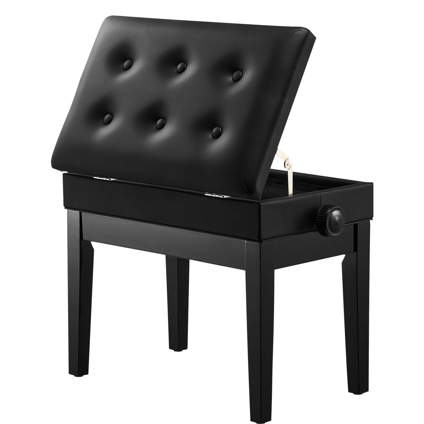 Adjustable Piano Keyboard Bench Storage Padded Seat Wooden Bookcase