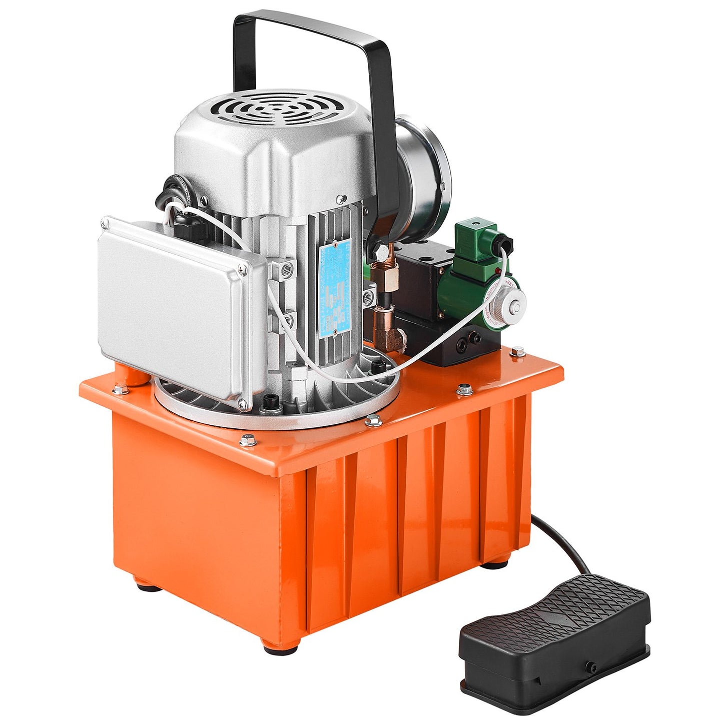 Electric Hydraulic Pump, 10000 PSI 750W 110V 488 in³/8L Capacity, Double Acting Solenoid Valve, Electric Driven Hydraulic Pump Power Pack Unit with Pedal Switch for Punching/Bending/Jack Machine