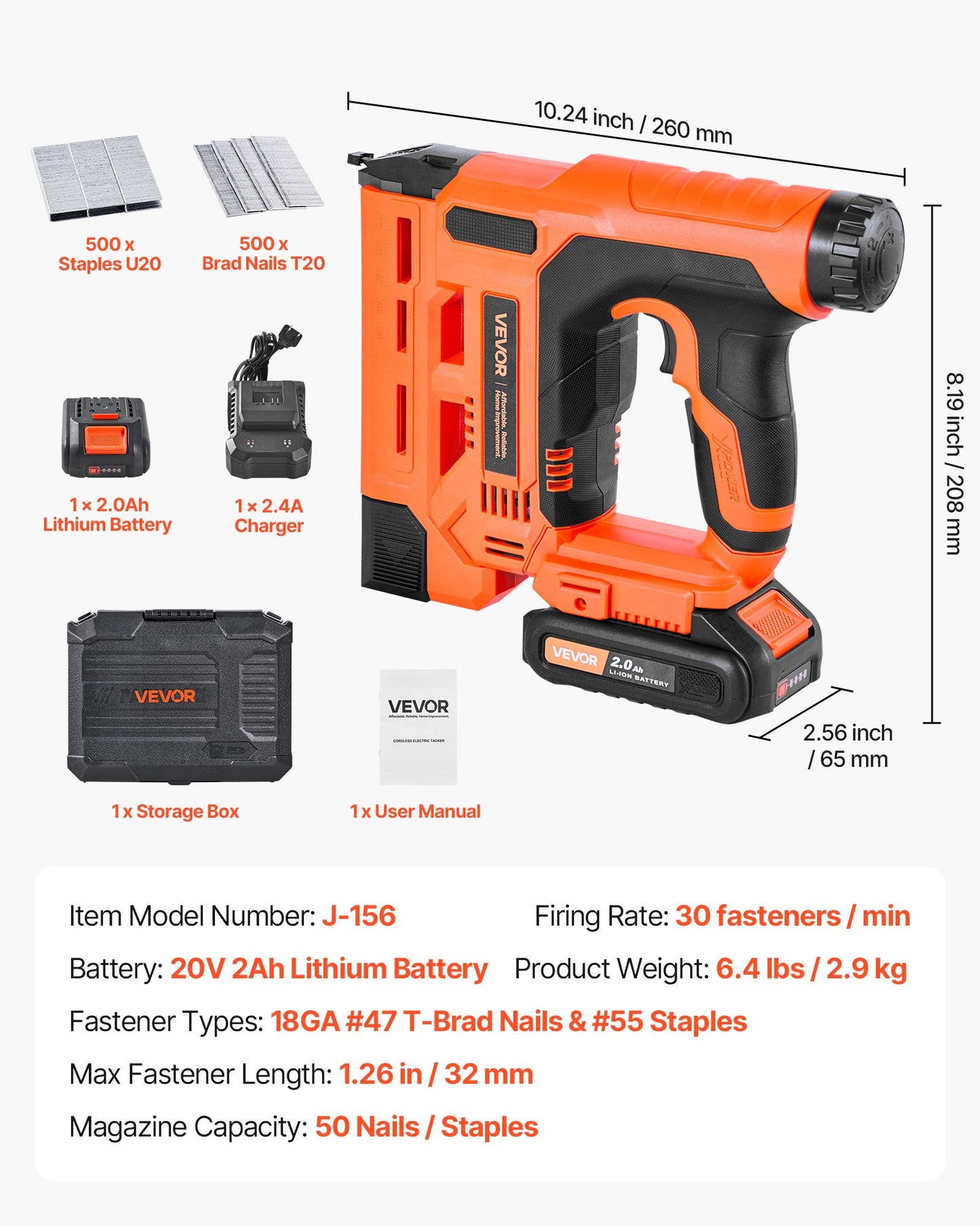 Cordless Brad Nailer, 2-in-1 Nail Gun Staple Gun, 18 Gauge 1-1/4 inch, Includes 500 Pcs Staples and 500 Pcs Nails, with Battery and Charger, Non-Slip Rubber Grip, for Woodworking DIY Projects