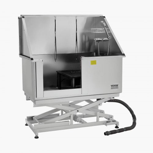 127 cm electric dog grooming tub in stainless steel with water filter left | EU