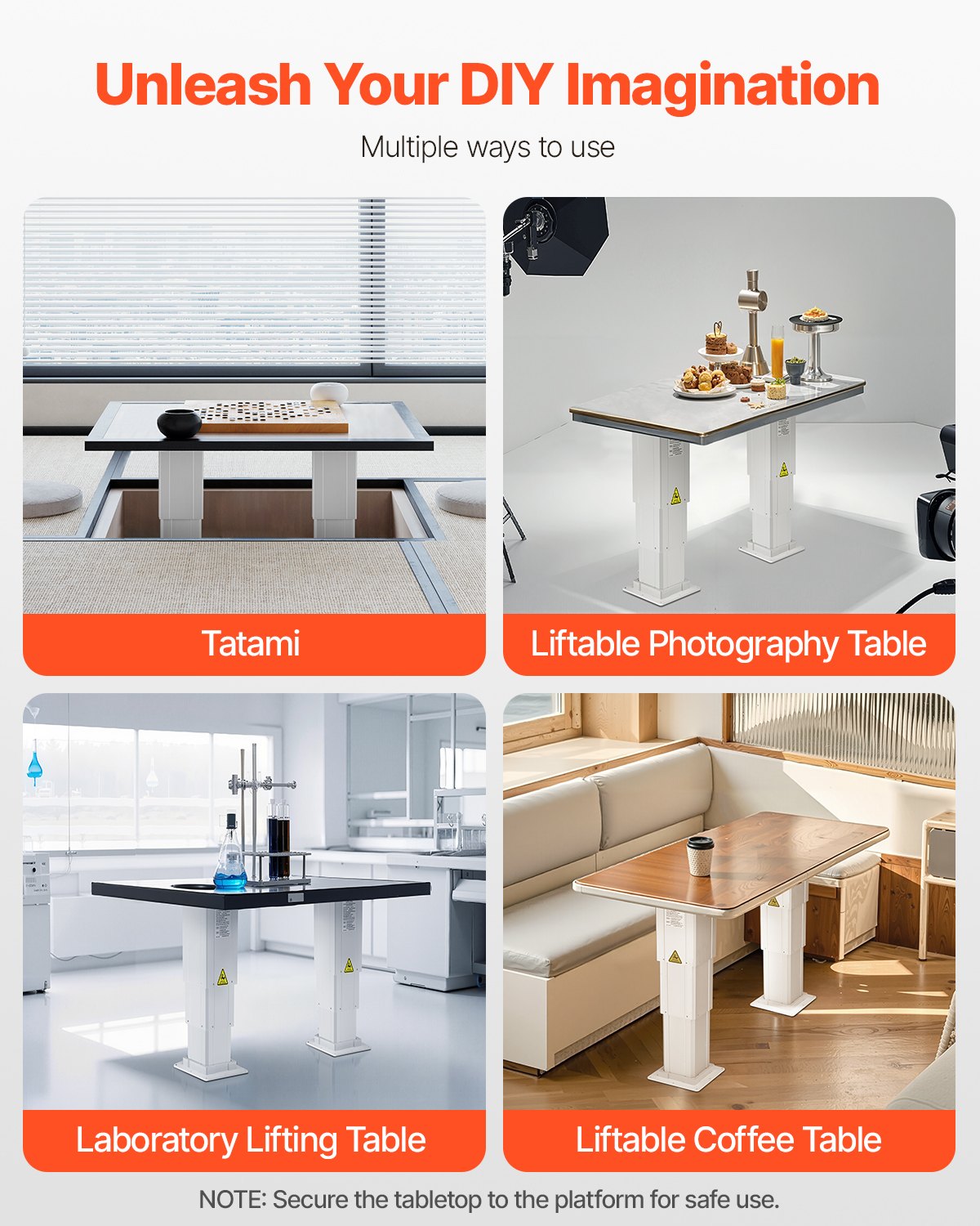 Electric Lifting Column System, 260 lbs Lift Table, 14.2-31.1 in Height Range, Three-stage Adjustable Desk Column, Telescopic Table Leg, Comes with Power-Supply Option to Control up/Down Motion