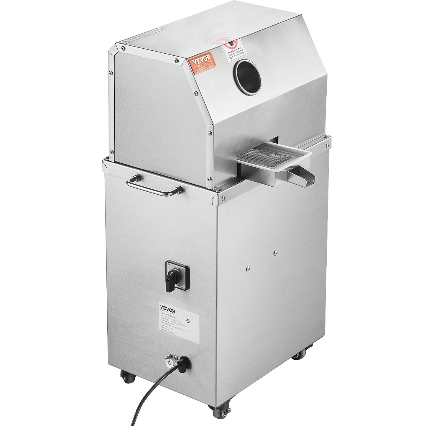 Elektrischer Zuckerrohr-Entsafter, 800 W, Leistung 290 kg/h, 3 Walzen, 6,1 cm großer Einlass