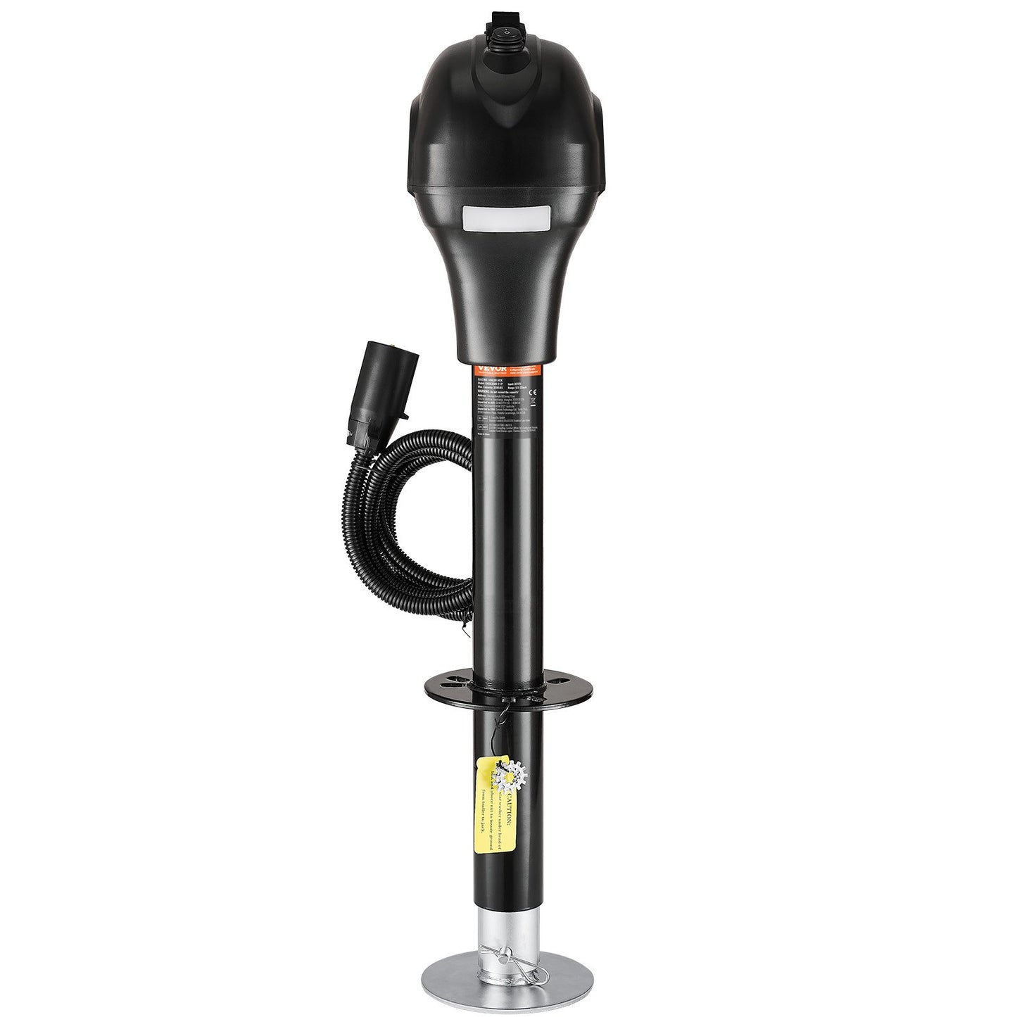 Electric Trailer Jack, 3500 lbs, Heavy Duty RV Electric Power Tongue Jack with 7-pin Connector, Manual Crank Handle & Weatherproof Jack Cover, 9.5"-27.5" Lift, for Trailers, Campers & RVs, Black