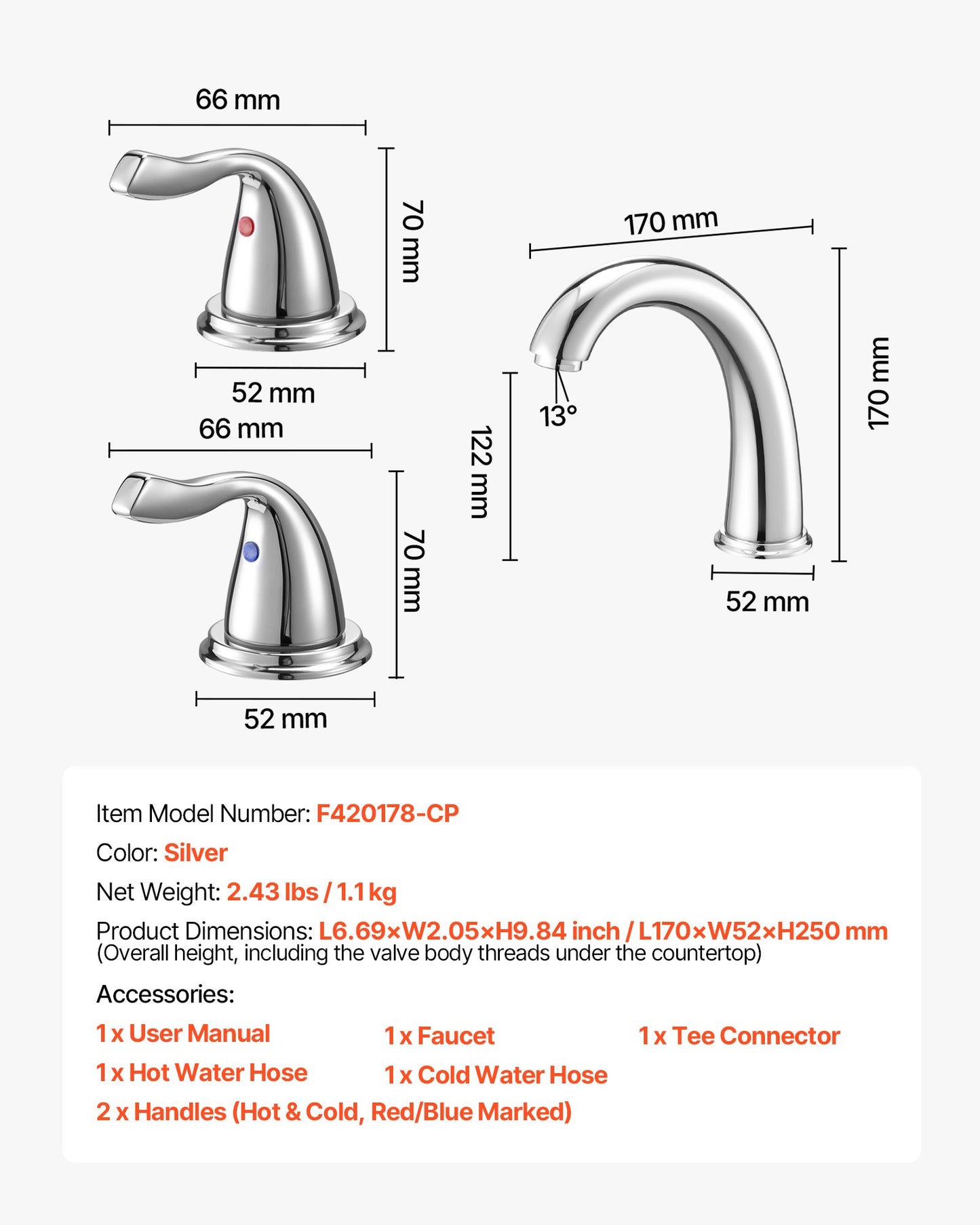 Roman Tub Faucet, 3 Hole Waterfall Bathtub Faucet, Gooseneck Bath Tubs Faucets Set with 2 Handles, Deck Mount Bath Tub Faucets Set for Pet Washing, Adult Bathing, Silver, High Arc Spout