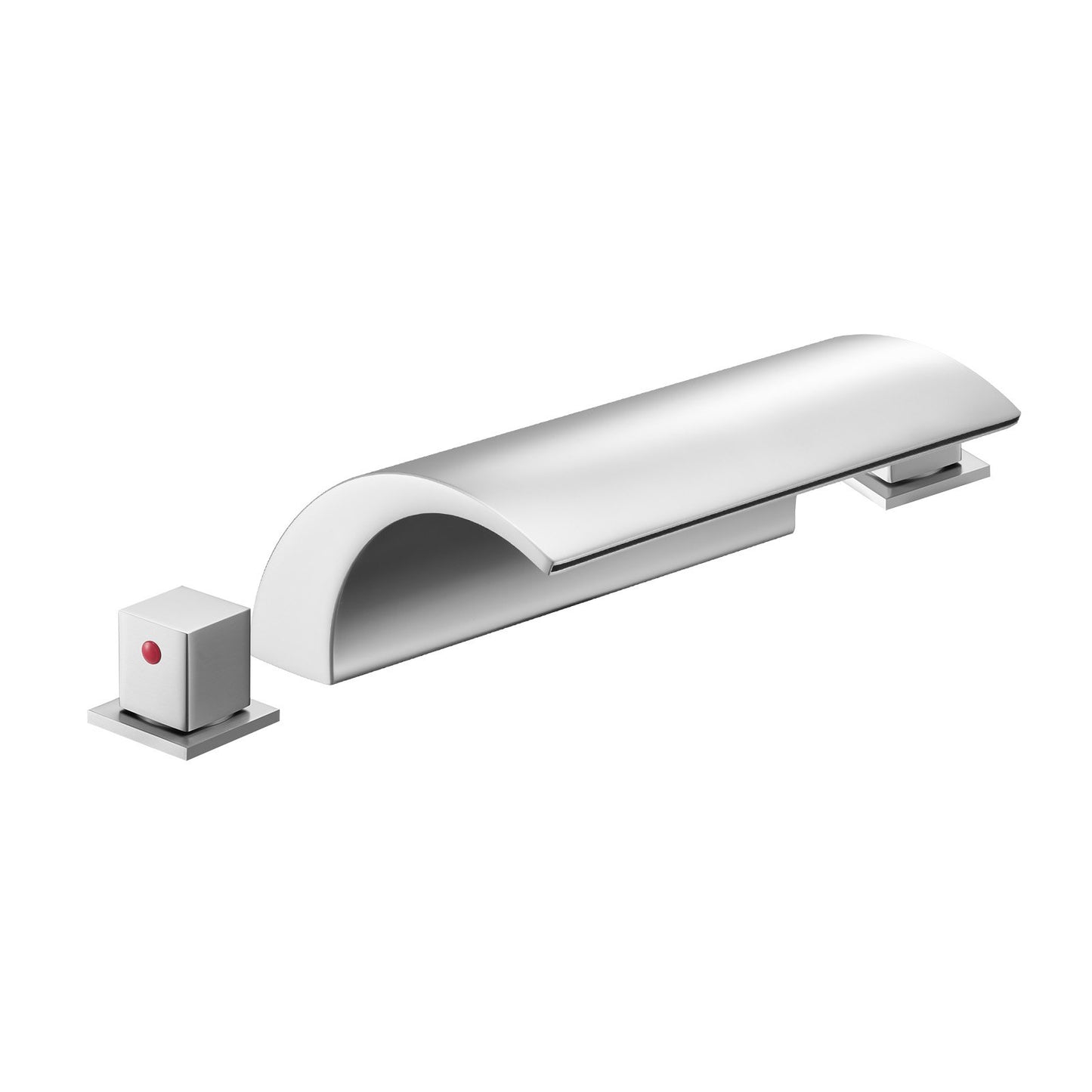 Roman Tub Faucet, 3 Hole Waterfall Bathtub Faucet, Bath Tubs Faucets Set with 2 Handles, Deck Mount Bath Tub Faucets Set for Adult Bathing, Silver, Waterfall Spout Design, Temperature Control