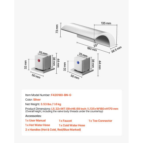romersk badkarsblandare, badkarsblandare med 3 hål och vattenfall, romerskt badkarsblandareset med 2 handtag, badkarsblandare för däckmontering för husdjurstvätt, babyvård, vuxenbad, silver, dubbelt vattenflöde | EU