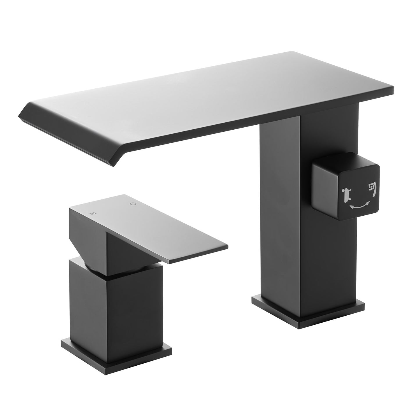 Roman Tub Faucet, 3 Hole Waterfall Bathtub Faucet, Roman Bathtub Faucets Set with Shower Head & 1 Handle, Deck Mount Bath Tub Faucets Set for Pet Washing, Baby Care, Adult Bathing, Matte Black