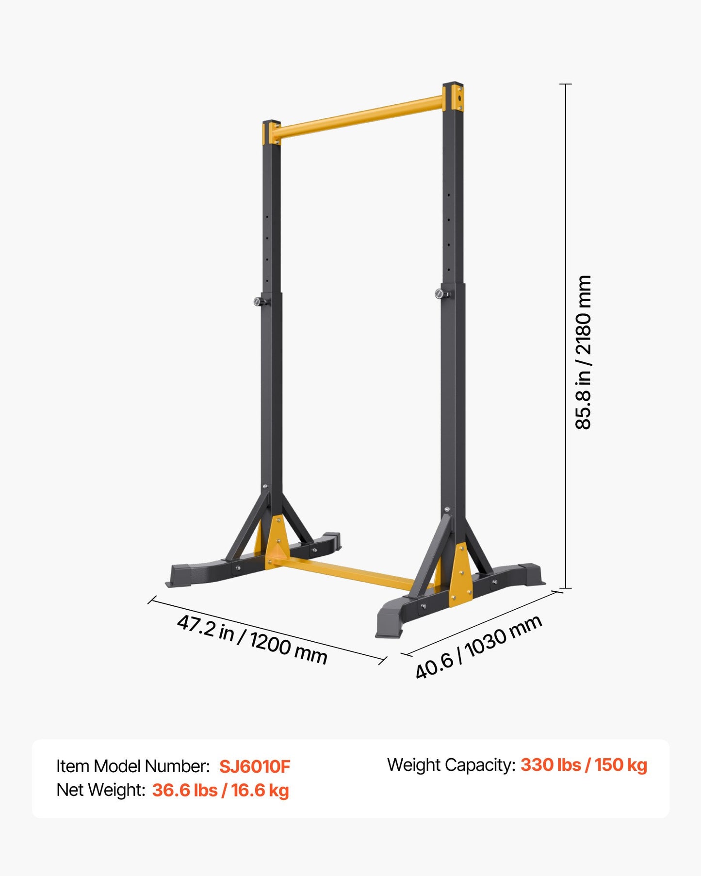 Pull Up Bar, 330LBS Capacity Portable Pullup Bar Station, Pullup Bars Free Standing with H-Frame Structure & Heavy-Duty Steel Tube, 8 Level Height Adjustment Gravity Fitness for Arms Back Chest