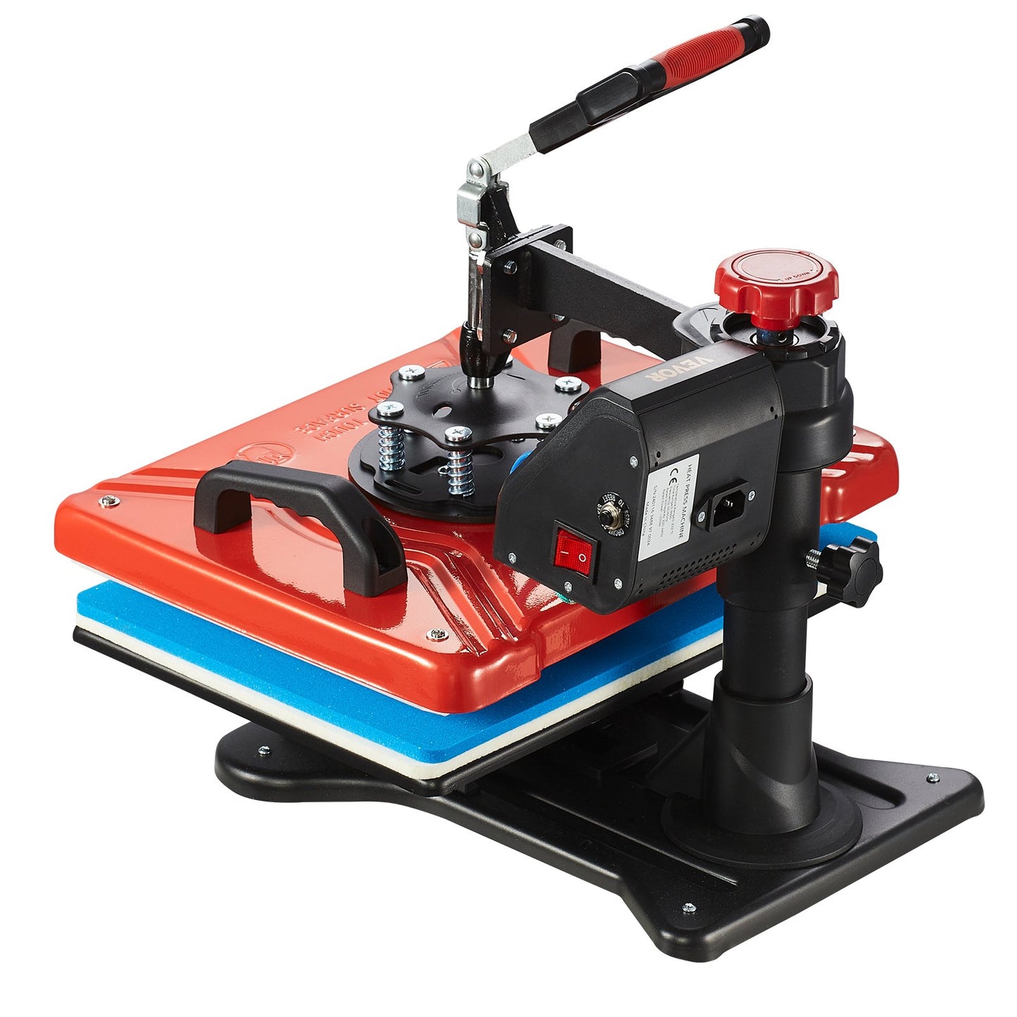 Heat Press 12X15 Inch 10 In 1 Heat Press 1000W Heat Press Machine med 360° rotation Swing Away Red Heat Press T-shirt sublimeringsmaskin Dubbelrörsuppvärmning för DIY-pennor Kepsar Muggar och skjortor