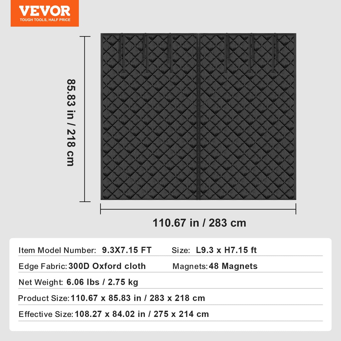 Garage Door Screen for Winter 9.28 x 7.15 ft Garage Door Insulation Kit
