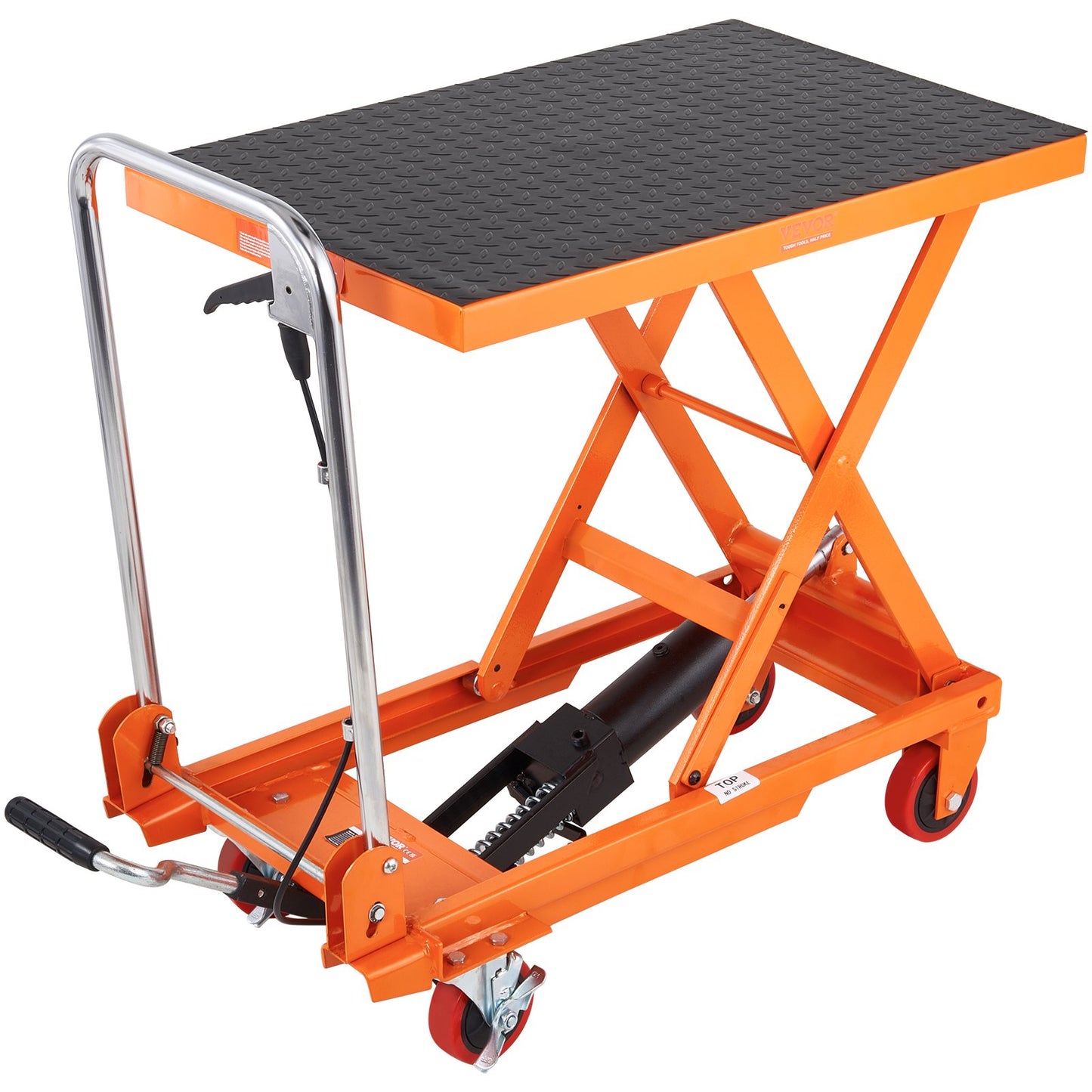 Hydraulic Lift Table Cart, 330lbs Capacity 28.5" Lifting Height, Manual Single Scissor Lift Table with 4 Wheels and Non-slip Pad, Hydraulic Scissor Cart for Material Handling and Transportation