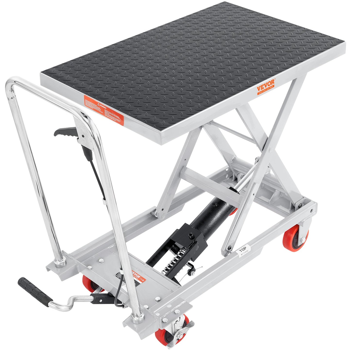 Hydraulic Lift Table Cart, 500lbs Capacity 28.5" Lifting Height, Manual Single Scissor Lift Table with 4 Wheels and Non-slip Pad, Hydraulic Scissor Cart for Material Handling, Gray