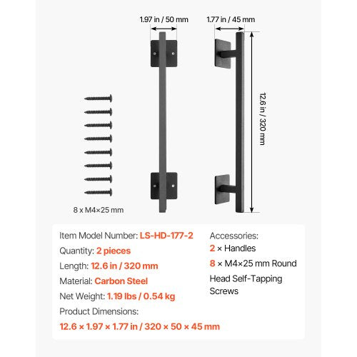 4 pcs. barn door handles, 30 cm, rustic, heavy duty garden gates, shed handles | EU