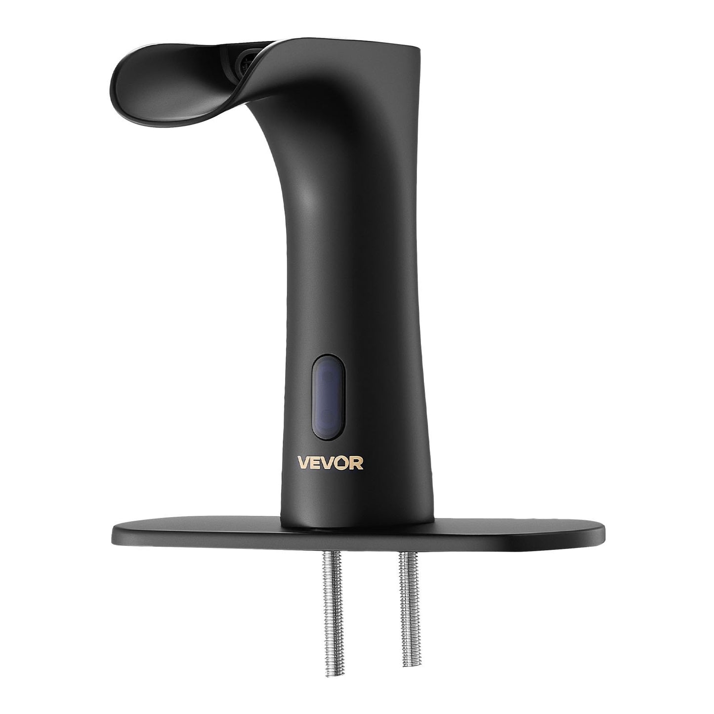 Touchless Bathroom Sink Faucet, Automatic Motion Sensor Waterfall Restroom Toilet Faucet with Hole Cover Plate, Modern Electronic Sensor Hot/Cold Water for 9/16 in Pipe Commercial,Matte Black